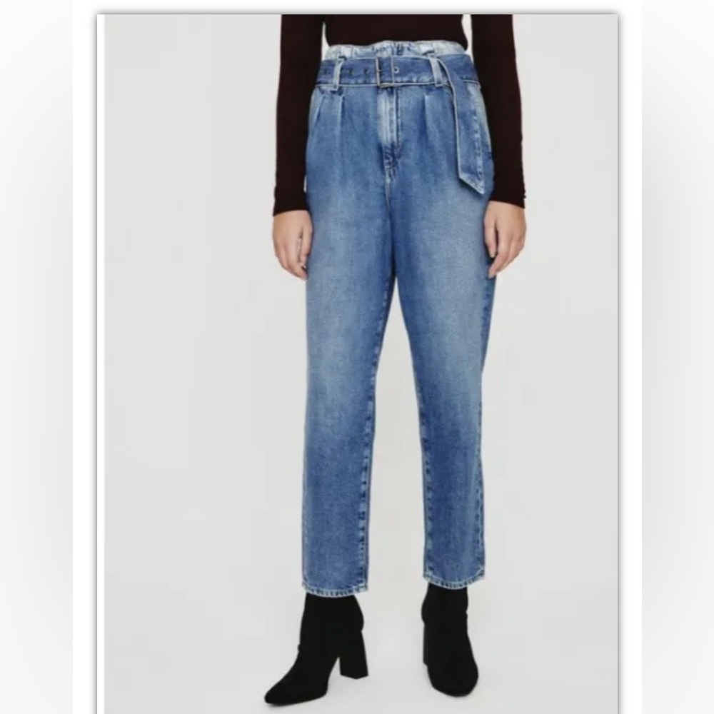 $215 ADRIANO GOLDSCHMIED NEW PAPERBAG RENN HIGH RISE BARREL JEANS | 28